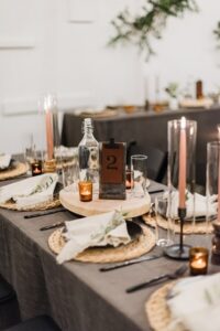 wedding table numbers laser on leather Sacramento