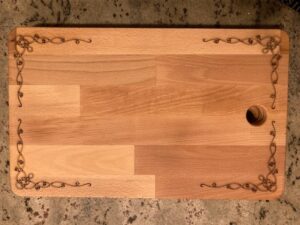 cutting board filigree laser on wood Sacramento