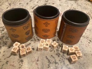 dice cup leather and Koa Ivory laser Sacramento