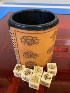 Death dice shaker laser on Koa Ivory and wood Sacramento